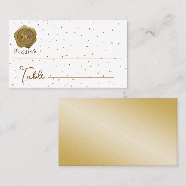 Eleganter Gold Glitzer Deer on Imitats Gold Wachs  Platzkarte (Vorne/Hinten)