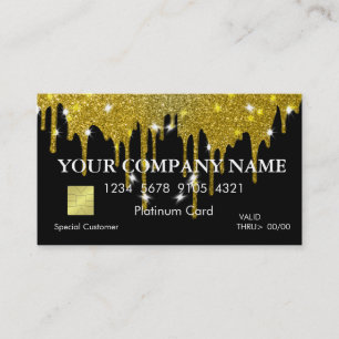 Eleganter Gold Glitzer, der die Black Credit Card  Visitenkarte