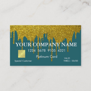 Eleganter Gold Glitzer, der die Black Credit Card Visitenkarte