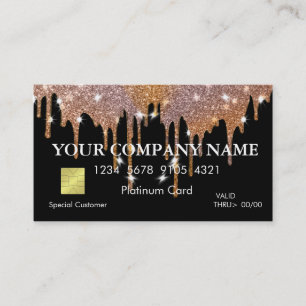 Eleganter Gold Glitzer, der die Black Credit Card  Visitenkarte