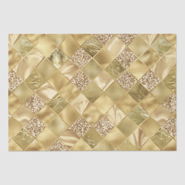 Eleganter Gold Glitzer Diamond Lattice Muster Seidenpapier (Vorderseite)