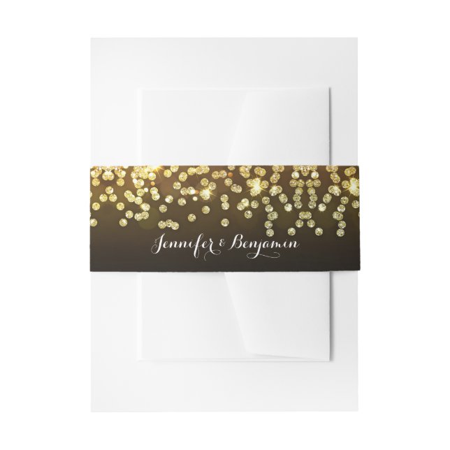 Eleganter Gold Glitzer Diamonds Wedding Einladungsbanderole (Vorderseite Beispiel)