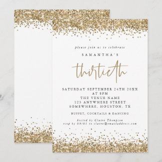 Eleganter Gold Glitzer Dreißigstes Party Einladung