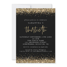 Eleganter Gold Glitzer Dreißigstes Party Schwarz