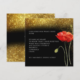 Eleganter Gold Glitzer Floral Entschuldigung Karte