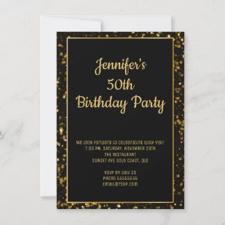 Eleganter Gold Glitzer Geburtstag Einladung