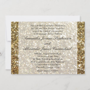 Eleganter Gold Glitzer gedruckte Hochzeit Einladung