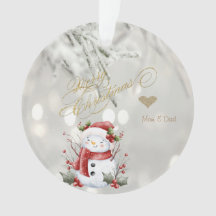 Eleganter Gold Glitzer Heart Snowman