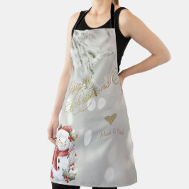 Eleganter Gold Glitzer Heart Snowman Schürze