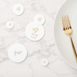 Eleganter Gold Glitzer Herz , Liebe - Personalisie Konfetti