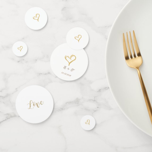 Eleganter Gold Glitzer Herz , Liebe - Personalisie Konfetti (Gruppe)