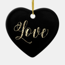 *~* Eleganter Gold Glitzer Herzliche Liebe Ornamen