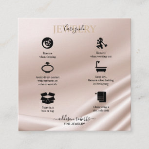 Eleganter Gold Glitzer Juwelry Care Square Busines Quadratische Visitenkarte