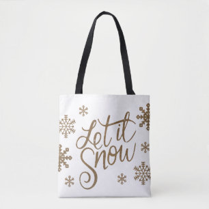 Eleganter Gold-Glitzer lässt es Schneeflocken sch Tasche