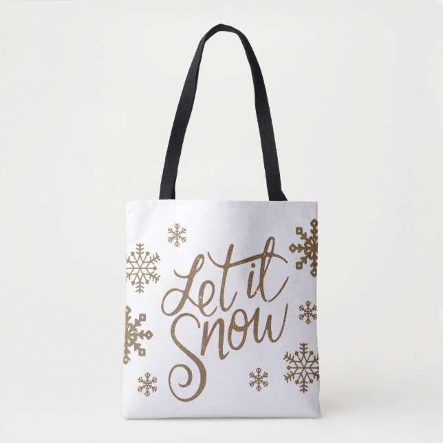 Eleganter Gold-Glitzer lässt es Schneeflocken schn Tasche (Vorderseite)