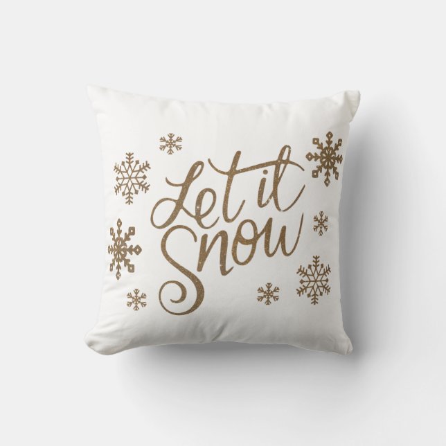 Eleganter Gold-Glitzer lässt Schneeflocken schnee Kissen (Vorderseite)