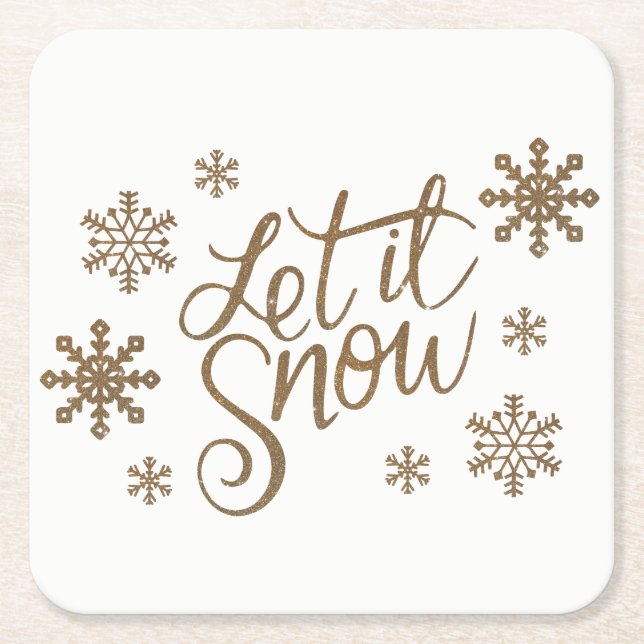 Eleganter Gold-Glitzer lässt Schneeflocken schnee Rechteckiger Pappuntersetzer (Vorderseite)