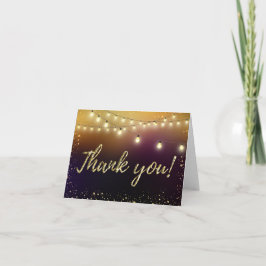 Eleganter Gold Glitzer Lila Lights Stars Vielen Da Dankeskarte