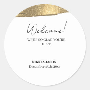 Eleganter Gold Glitzer Line Minimale Hochzeit Will Runder Aufkleber