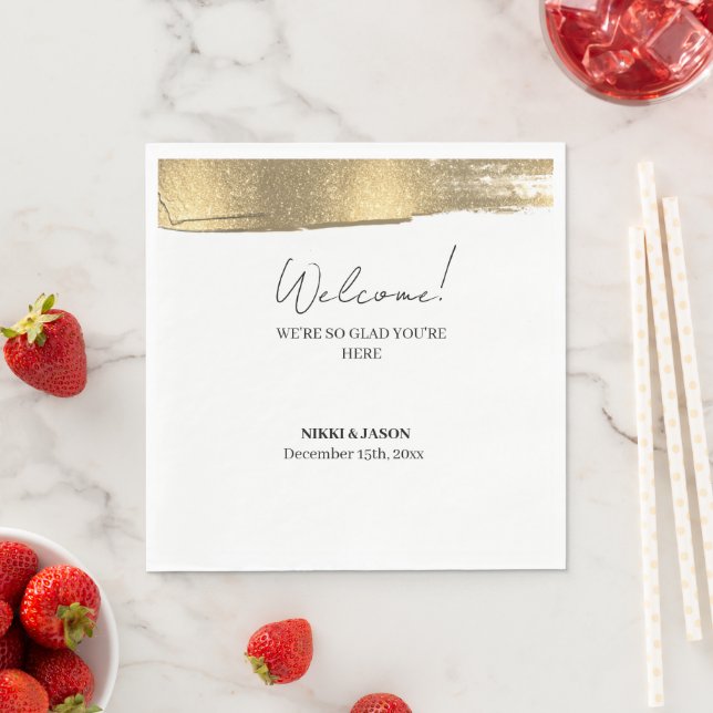 Eleganter Gold Glitzer Line Minimale Hochzeit Will Serviette (Beispiel)