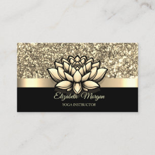 Eleganter Gold Glitzer Lotus Blume Yoga Instructor Visitenkarte