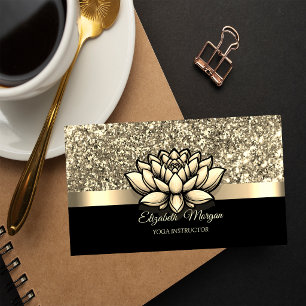 Eleganter Gold Glitzer Lotus Blume Yoga Instructor Visitenkarte