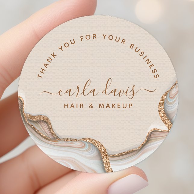 Eleganter Gold Glitzer Marble Agate Moderner Chic Runder Aufkleber (Von Creator hochgeladen)