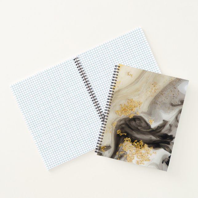 Eleganter Gold Glitzer Marmor Moderner Chic Notizbuch (Innenseite)