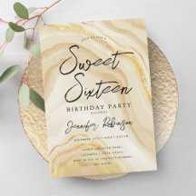 Eleganter Gold Glitzer Marmor Sweet 16 Geburtstag