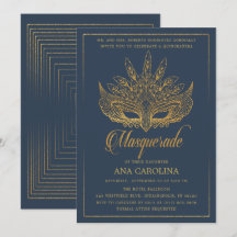 Eleganter Gold Glitzer Masquerade Quinceañera