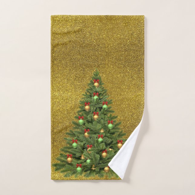 Eleganter Gold Glitzer mit Weihnachtsbaumhandschuh Handtuch (Handtuch)
