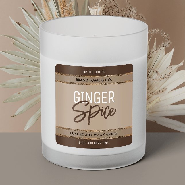 Eleganter Gold Glitzer Moderne neutrale Soy Candle Quadratischer Aufkleber (Elegant and chic gold glitter candle jar labels)