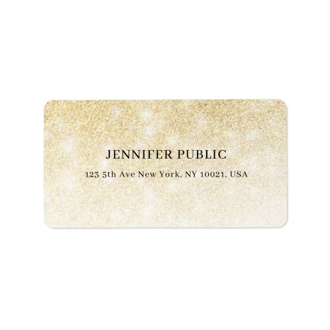 Eleganter Gold Glitzer Modernes Template Beruflich Adressaufkleber (Vorne)