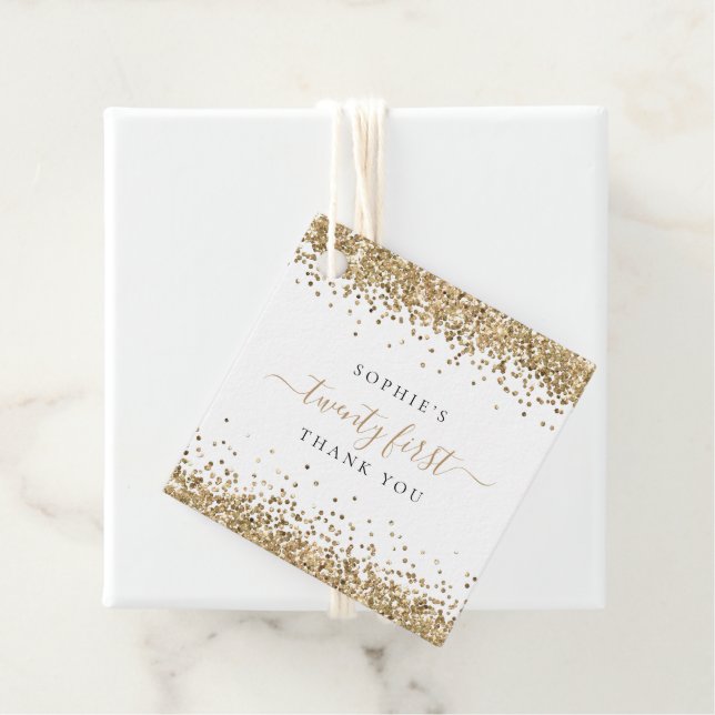 Eleganter Gold Glitzer Name 21. Vielen Dank Geschenkanhänger (Beispiel)