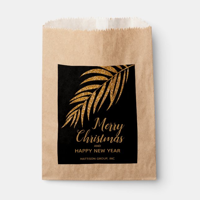 Eleganter Gold Glitzer Palm Holiday Weihnachten Le Geschenktütchen (Vorderseite)