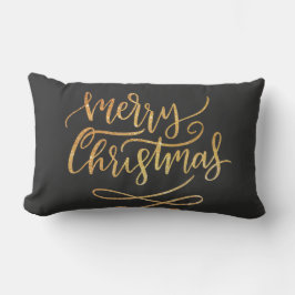 Eleganter Gold Glitzer Pinselschrift Frohe Weihnac Lendenkissen