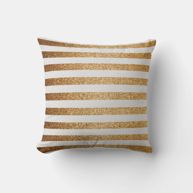 Eleganter Gold Glitzer Pinstrips Muster Kissen (Vorderseite)
