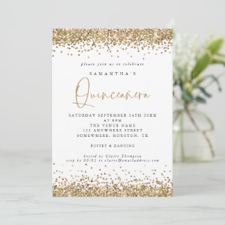 Eleganter Gold Glitzer Quinceañera 15. Party Einladung