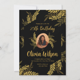 Eleganter Gold Glitzer Quinceañera 25. Hochzeit Einladung