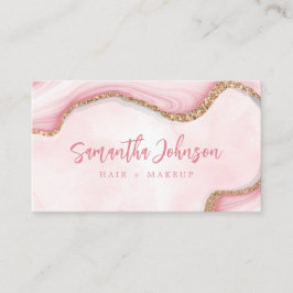 Eleganter Gold Glitzer Rosa Marmor Swirl Wasserfar Visitenkarte