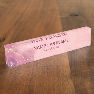 Eleganter Gold Glitzer Rosa Morgengrauen Namensplakette