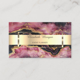 Eleganter Gold Glitzer Schwarzer Burgund Marmorstr Visitenkarte