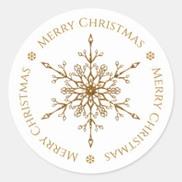 Eleganter Gold Glitzer Snowflake Frohe Weihnachten Runder Aufkleber