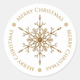 Eleganter Gold Glitzer Snowflake Frohe Weihnachten Runder Aufkleber