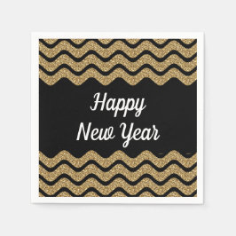 Eleganter Gold Glitzer Streifen Neujahr Serviette