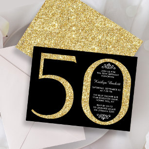 Eleganter Gold Glitzer Typografie 50. Geburtstag Einladung