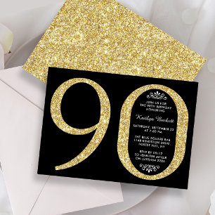 Eleganter Gold Glitzer Typografie 90. Geburtstag Einladung
