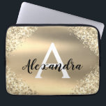 Eleganter Gold-Glitzer und Sparkle-Monogramm Laptopschutzhülle<br><div class="desc">Gold Imitate Glitzer und sparkle Metallic Foil Elegant Monogram Case. Dieser Fall kann so angepasst werden,  dass er Ihren Anfangs- und Vornamen enthält.</div>