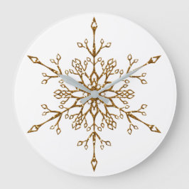 Eleganter Gold Glitzer Weihnachten Snowflake Große Wanduhr