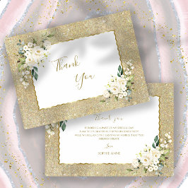 Eleganter Gold Glitzer Weiße Blume Geburtstagsfrau Dankeskarte